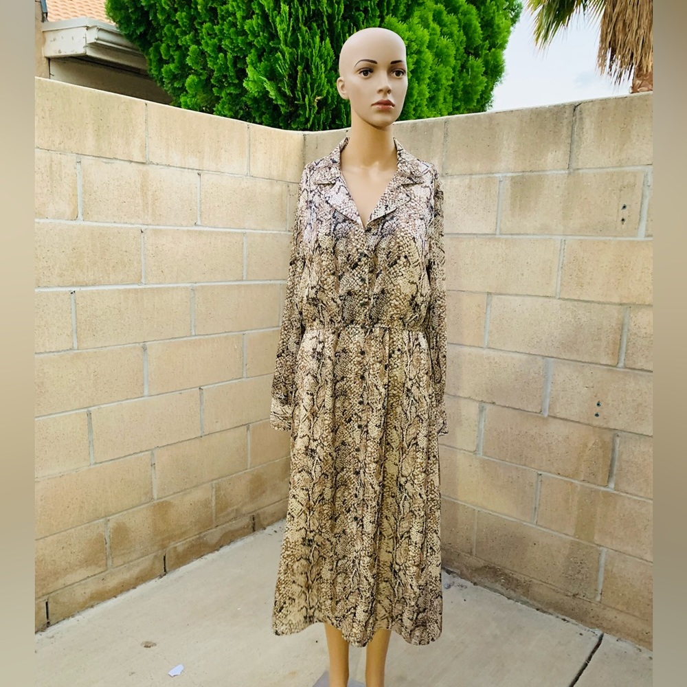 Gibson Latimer Snake Skin Long Sleeve Maxi Dress Size S - Picture 1 of 11